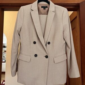 Ann Taylor Light Tan Houndstooth Double-Breasted Blazer (full suit available)